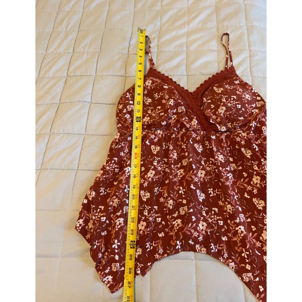 Babydoll Tank M Bloom Lace Y2K Festival Fairy Coquette Handkerchief Hem Padded - Picture 4 of 11